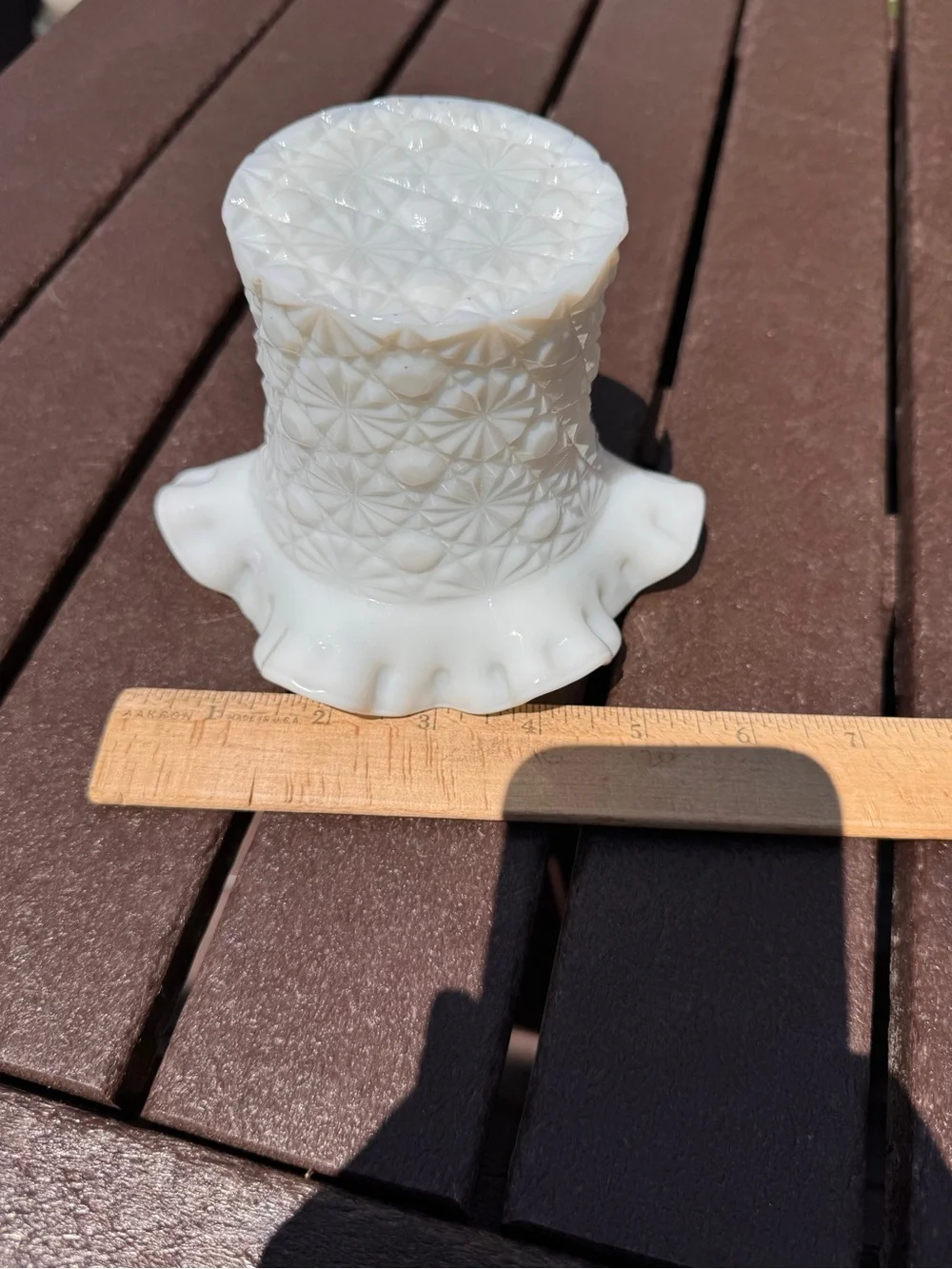 Vintage Fenton Milk Glass Ruffled Edge Decorative Vase - White